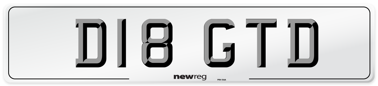 D18 GTD Number Plate from New Reg